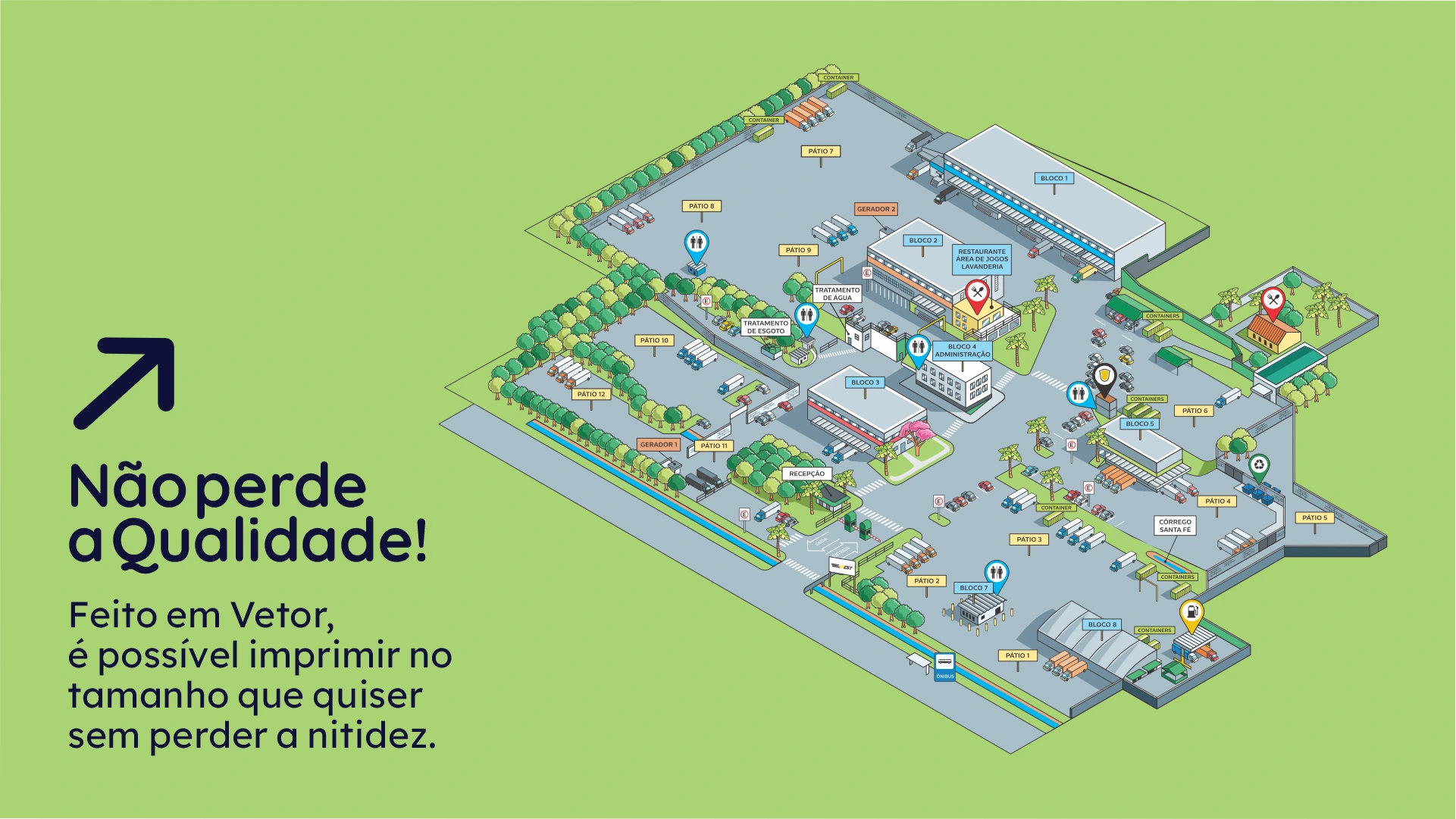 Mapa Isometrico 2D vetorizado ilustrado