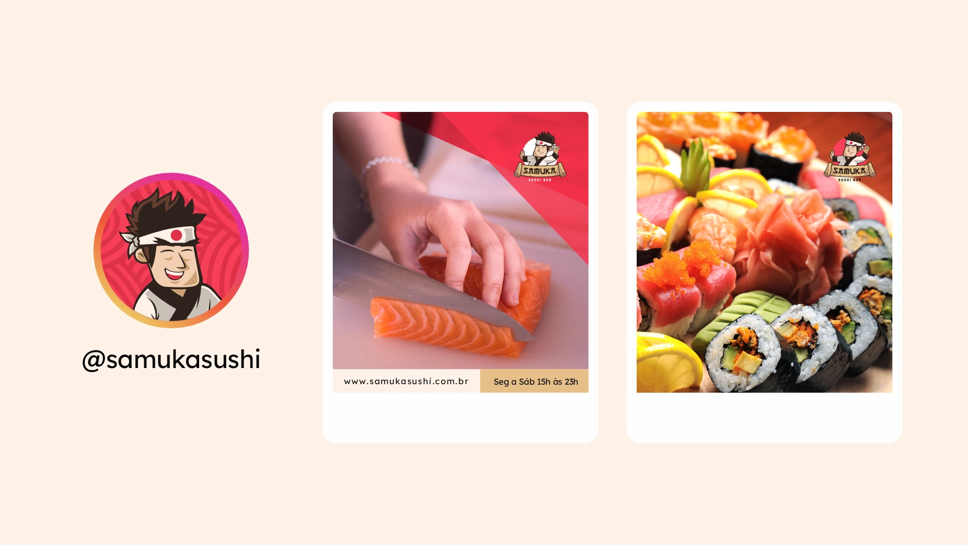 Logotipo Samuka sushi bar redes sociais