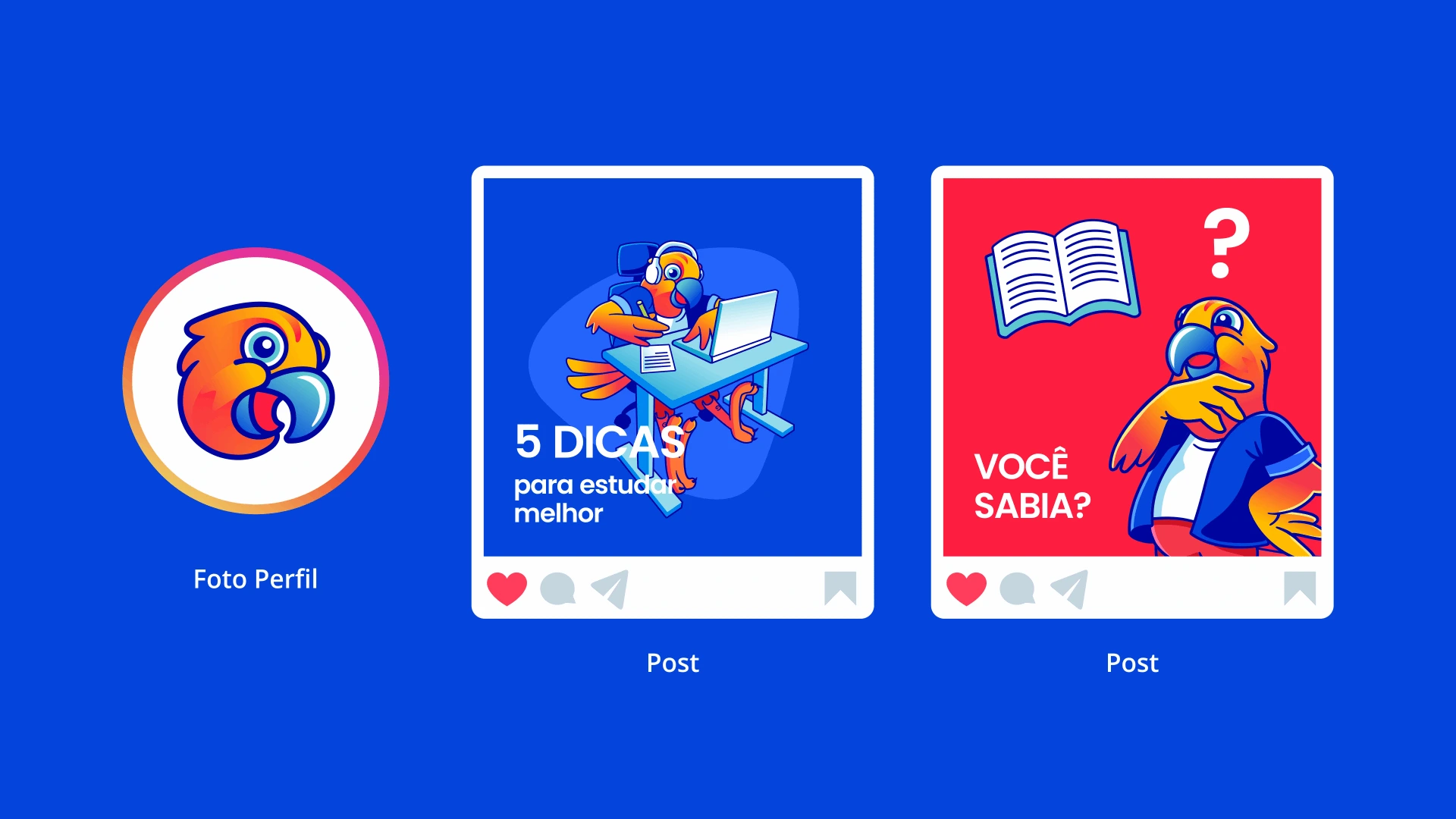 Estudero Logotipo Mascote Papagaio Redes Sociais