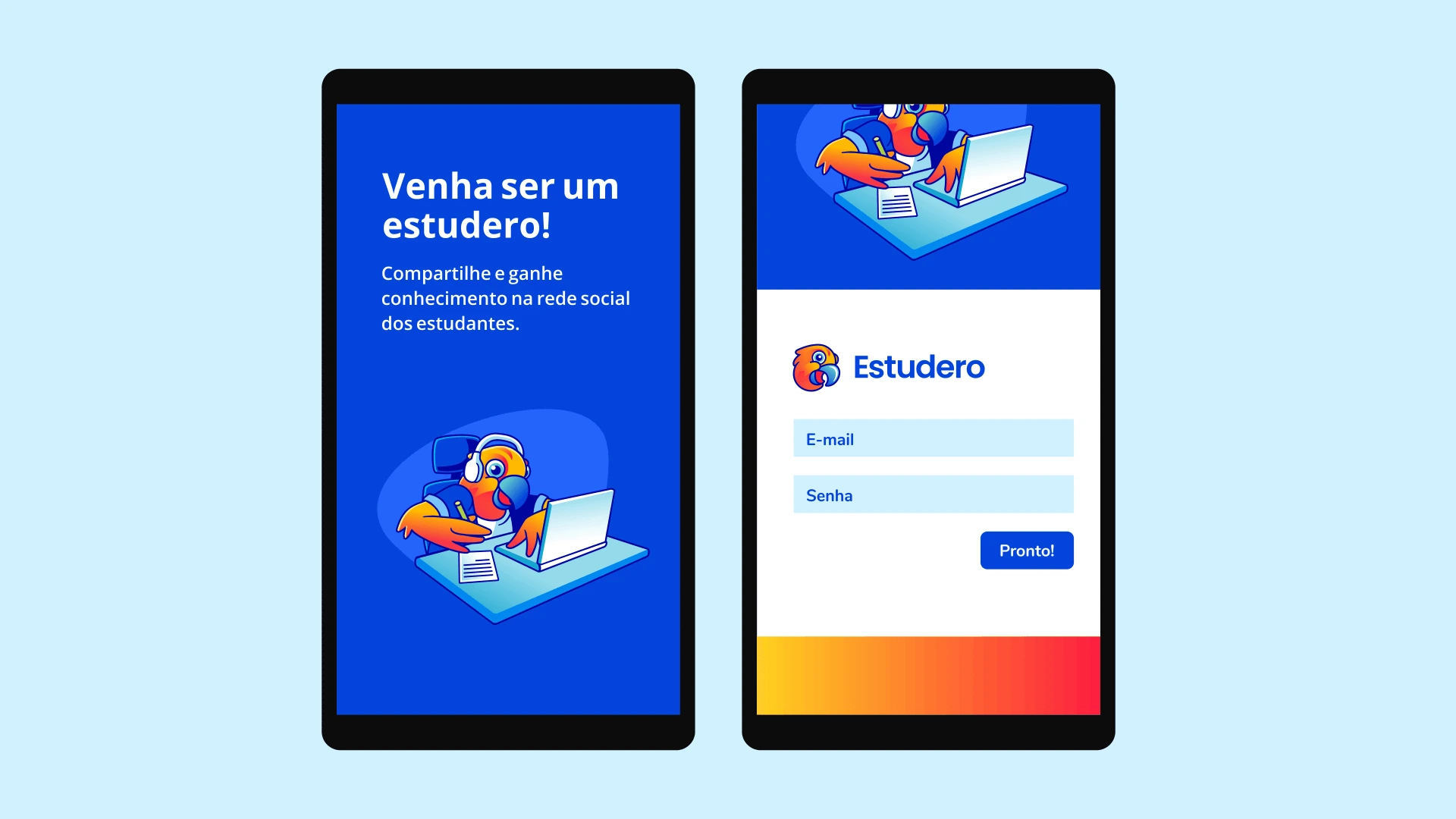 Estudero Mascote Papagaio Layout App