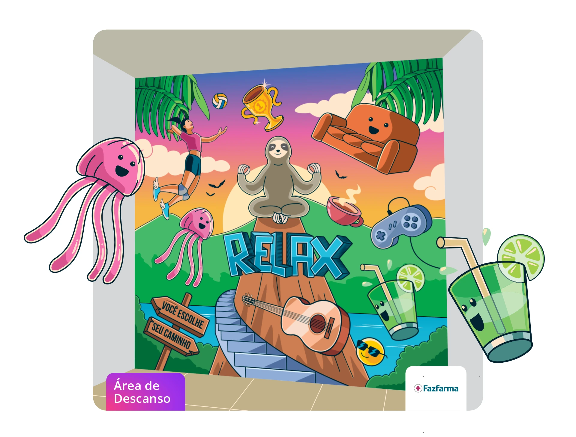 Faz Farma Papel de Parede Sala de Descanso ilustração