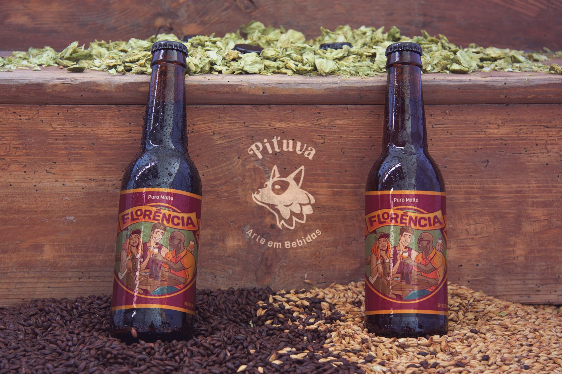 Logotipo Pituva Cerveja Artesanal Rotulo Mockup